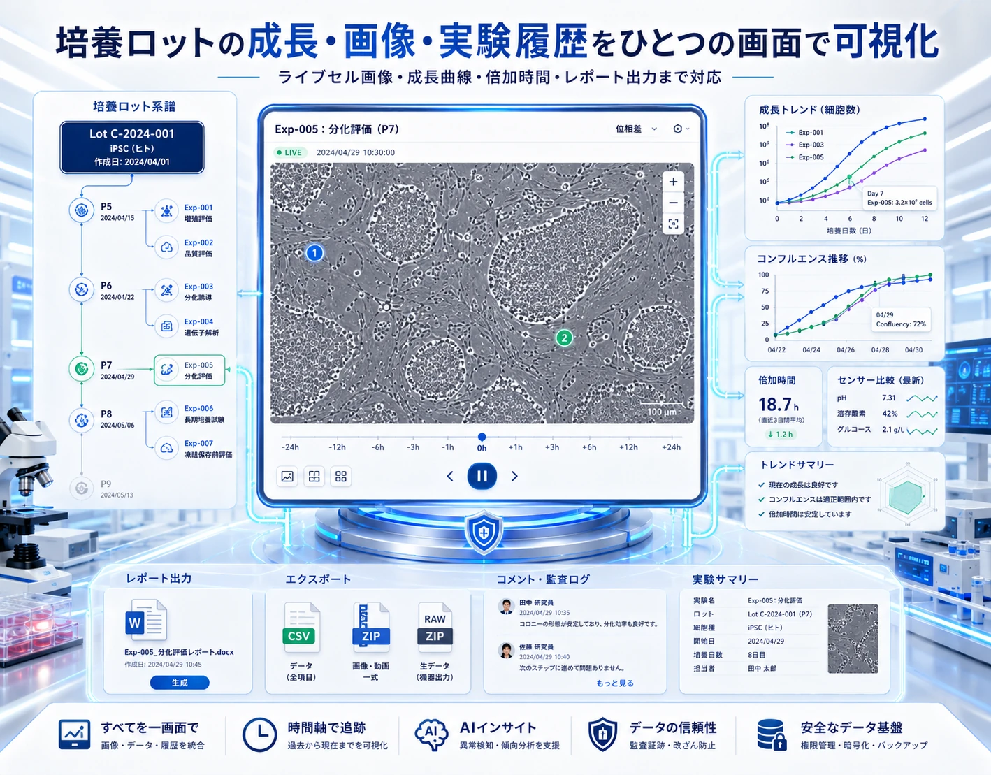 培養ロットの成長・ライブセル画像・実験履歴を一画面で可視化する解析ダッシュボード